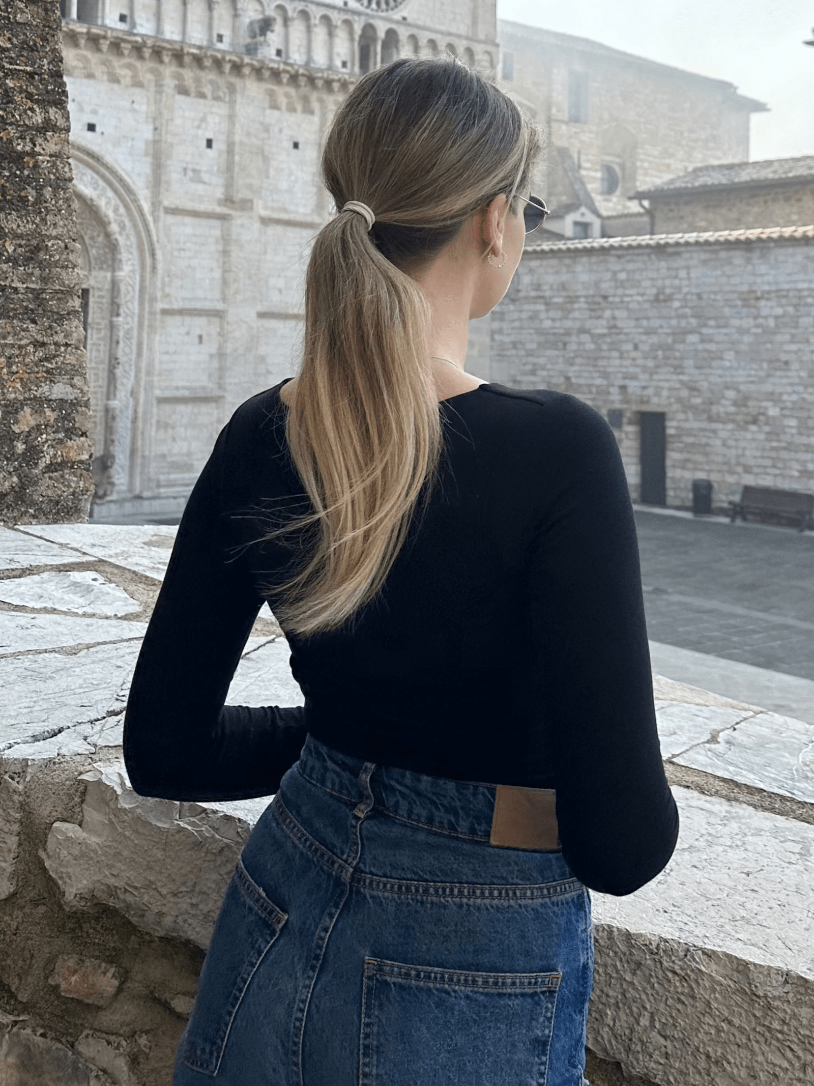 Whitney Cotton Long Sleeve Cutout Twist Bodysuit