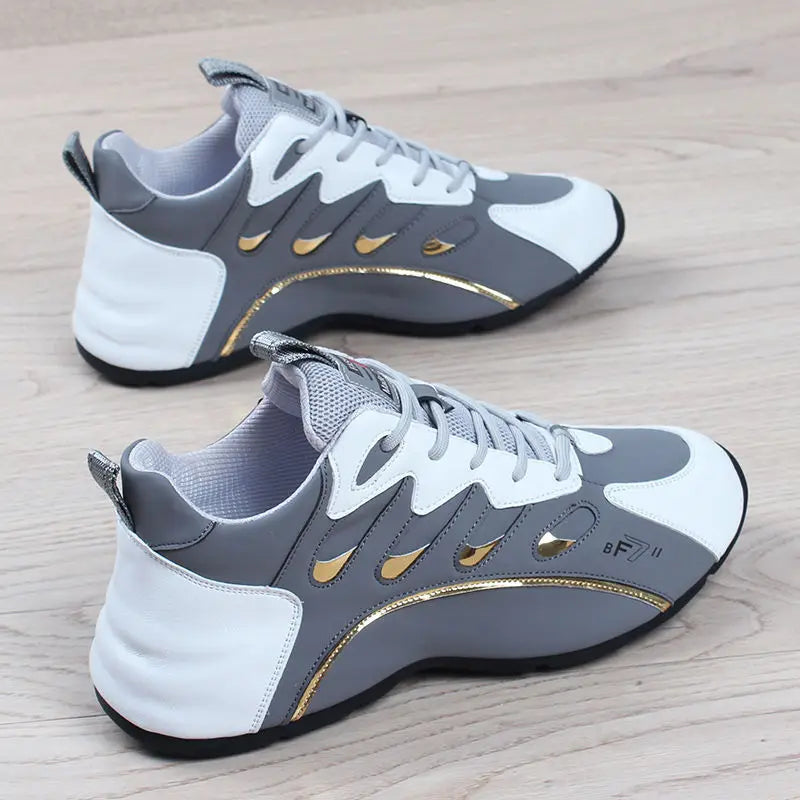 Luxury Men’s Leather Sneakers Comfortable Casual Platform Running Shoes