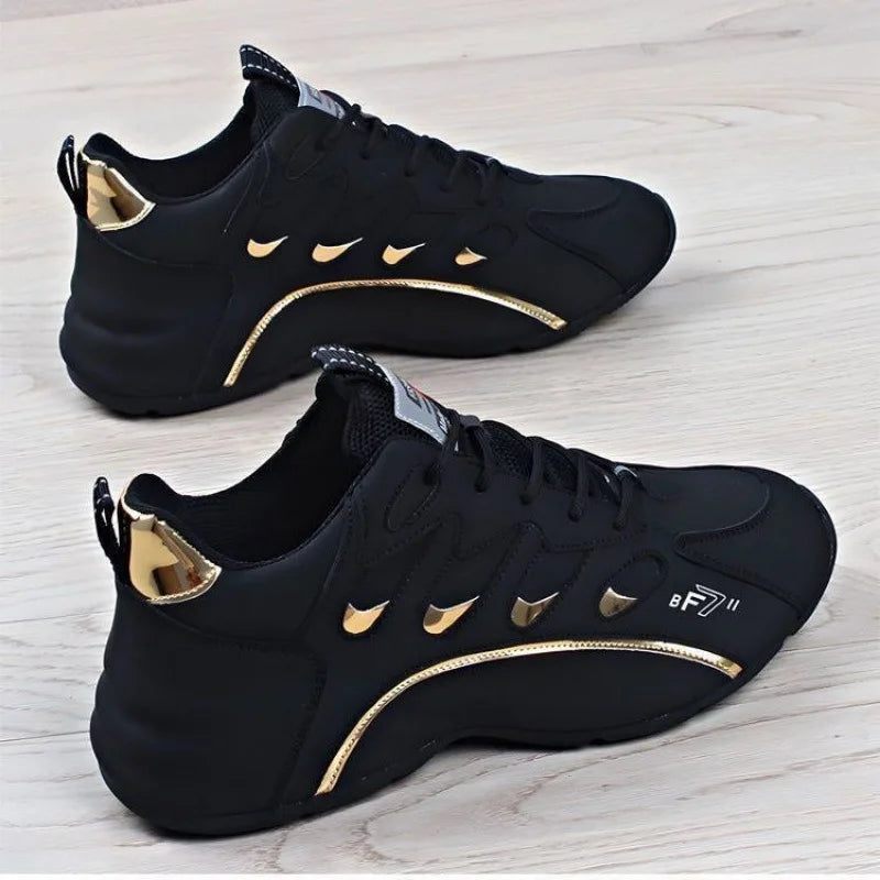 Luxury Men’s Leather Sneakers Comfortable Casual Platform Running Shoes