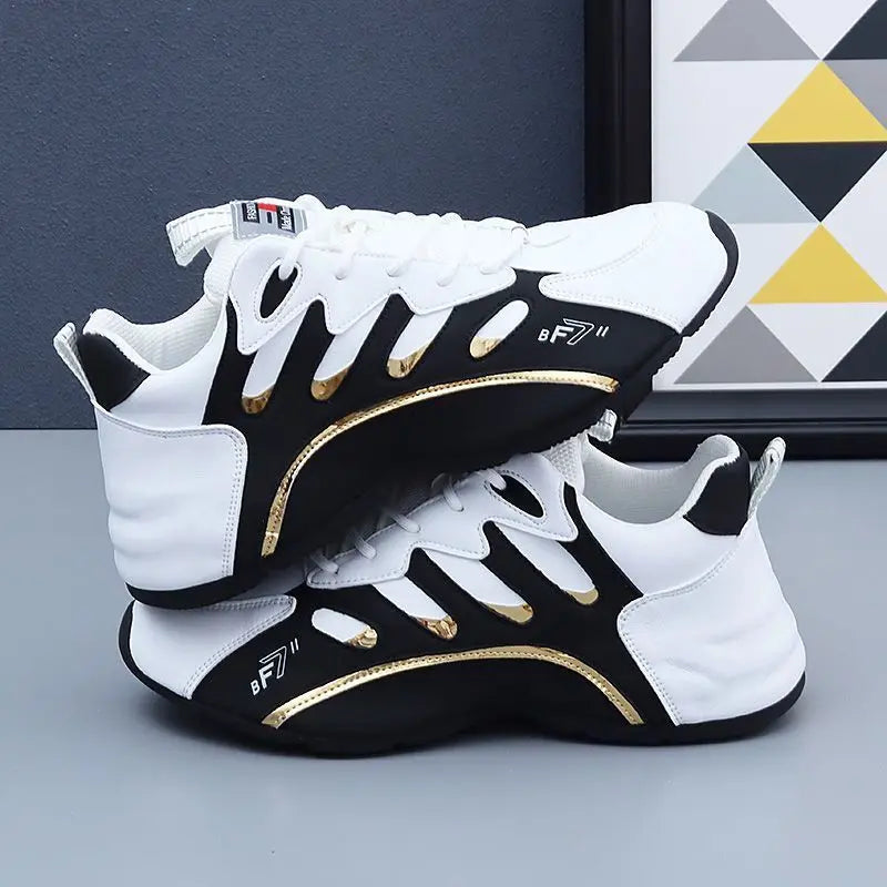 Luxury Men’s Leather Sneakers Comfortable Casual Platform Running Shoes