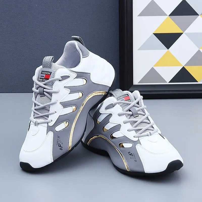 Luxury Men’s Leather Sneakers Comfortable Casual Platform Running Shoes