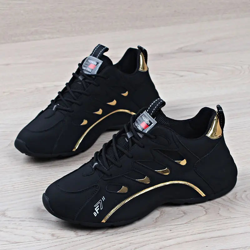 Luxury Men’s Leather Sneakers Comfortable Casual Platform Running Shoes