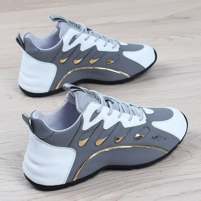 Luxury Men’s Leather Sneakers Comfortable Casual Platform Running Shoes