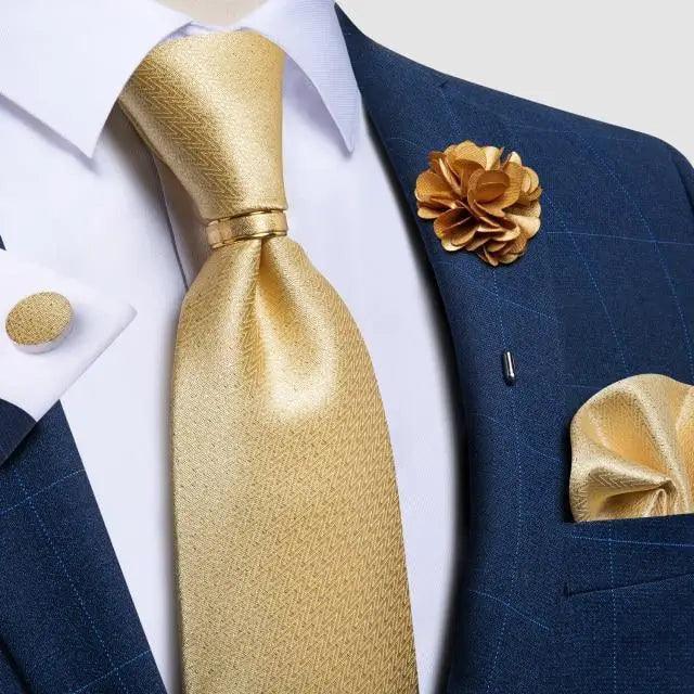 Men Luxury Red Silk Necktie Matching Cufflinks Set For Men Bridegroom Wedding Business Necktie Elegant Design Ideal Gift For Men