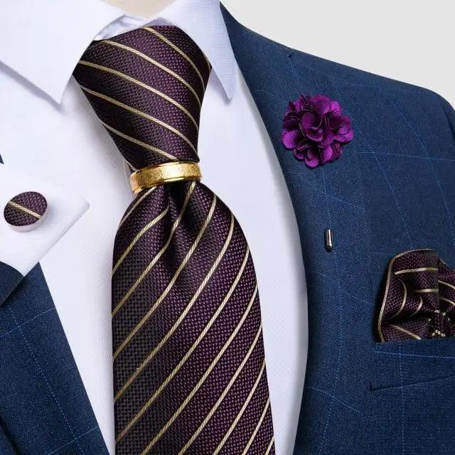 Men Luxury Red Silk Necktie Matching Cufflinks Set For Men Bridegroom Wedding Business Necktie Elegant Design Ideal Gift For Men