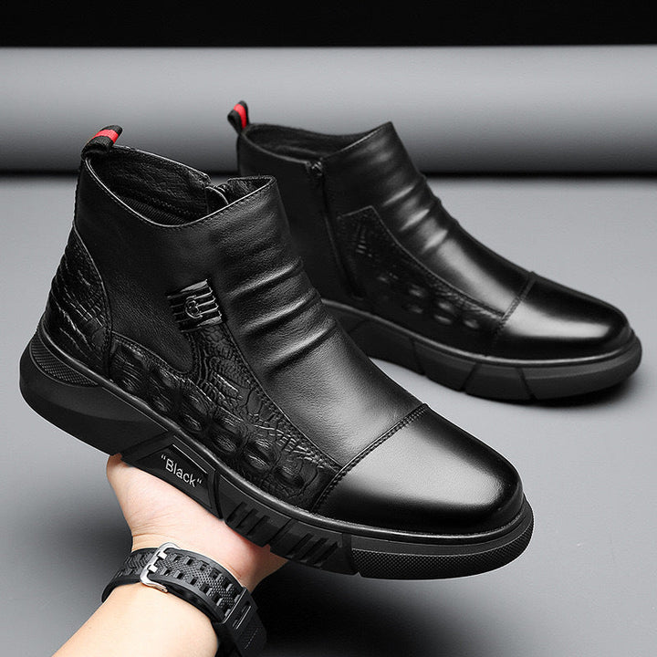 Men’s Leather Martin Chelsea Fleece Winter Fashion Boots Footwear