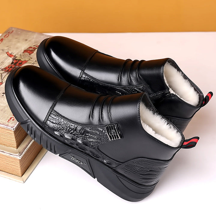 Men’s Leather Martin Chelsea Fleece Winter Fashion Boots Footwear