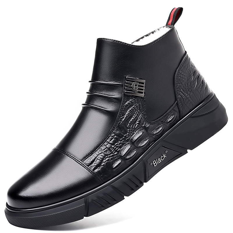 Men’s Leather Martin Chelsea Fleece Winter Fashion Boots Footwear