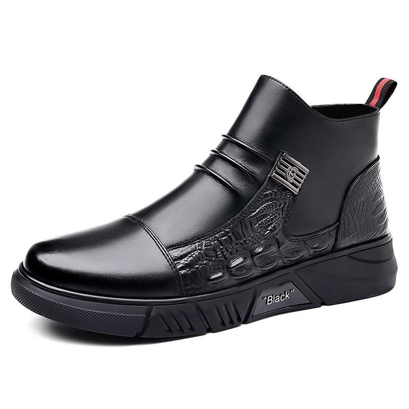 Men’s Leather Martin Chelsea Fleece Winter Fashion Boots Footwear