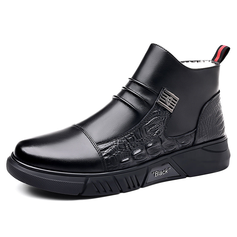 Men’s Leather Martin Chelsea Fleece Winter Fashion Boots Footwear