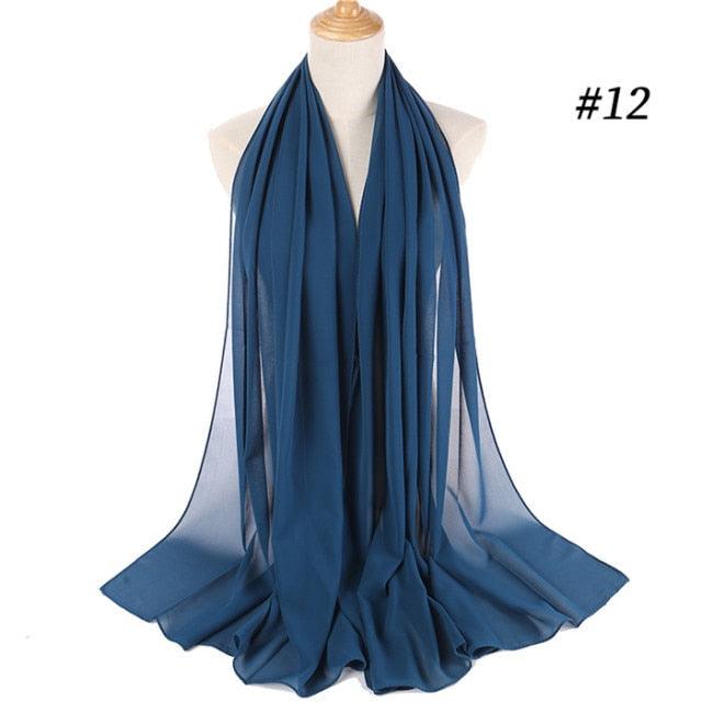Winter Fashion Long Solid Color Soft Muslim Bubble Chiffon Hijab Scarf Shawls Hijab Elegant Scarf Wrap Lightweight Islamic Head Wear Escharpe Shawls Headband Wraps Lightweight Head Scarves Ladies Hijabs For  Women
